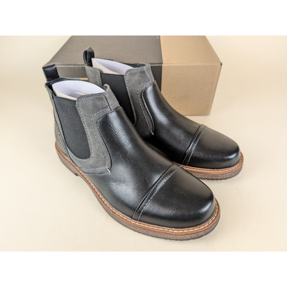 Vance Co Boots Mens 10 Wide Lancaster Chelsea Black Ankle Top Casual Shoes NEW - Picture 3 of 11